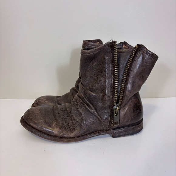 John Fluevog Shoes - John Fluevog Brown Leather Ankle Boots with Zipper Expand Sides 8
